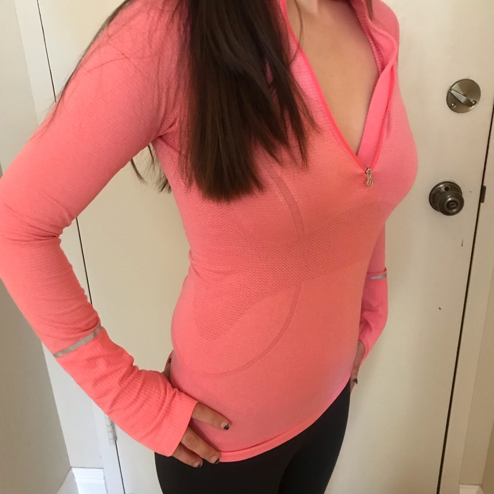 LuLu Lemon coral pink jogging skin tight top